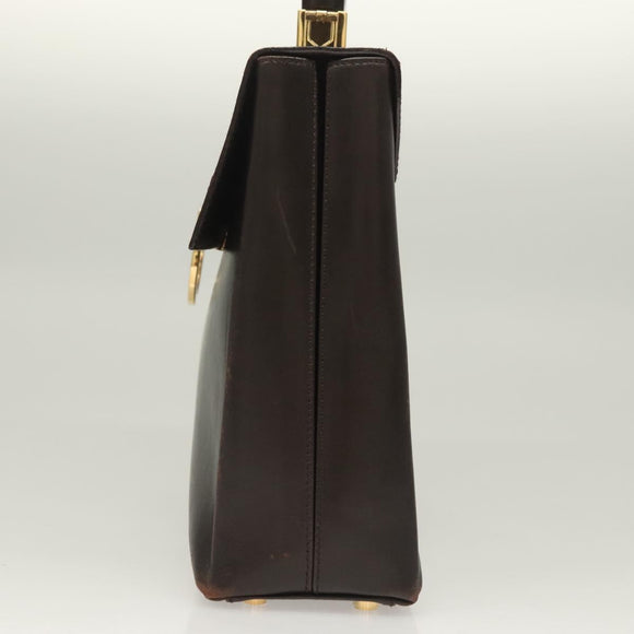 Salvatore Ferragamo Gancini Hand Bag Leather 2way Brown Gold Auth 128233