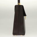 Salvatore Ferragamo Gancini Hand Bag Leather 2way Brown Gold Auth 128233-4