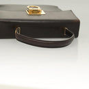 Salvatore Ferragamo Gancini Hand Bag Leather 2way Brown Gold Auth 128233-7