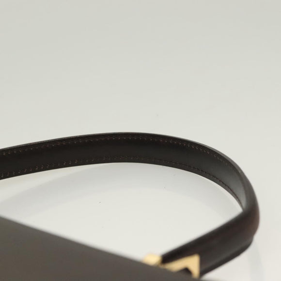 Salvatore Ferragamo Gancini Hand Bag Leather 2way Brown Gold Auth 128233