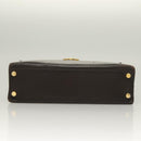 Salvatore Ferragamo Gancini Hand Bag Leather 2way Brown Gold Auth 128233-9