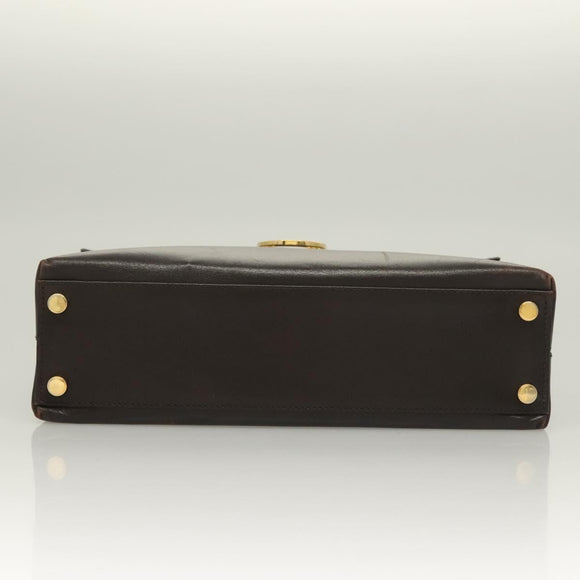 Salvatore Ferragamo Gancini Hand Bag Leather 2way Brown Gold Auth 128233