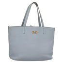 Salvatore Ferragamo Gancini Hand Bag Leather Light Blue Gold Auth 128234-1