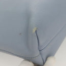 Salvatore Ferragamo Gancini Hand Bag Leather Light Blue Gold Auth 128234-10