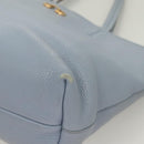 Salvatore Ferragamo Gancini Hand Bag Leather Light Blue Gold Auth 128234-11