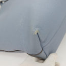 Salvatore Ferragamo Gancini Hand Bag Leather Light Blue Gold Auth 128234-12