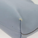 Salvatore Ferragamo Gancini Hand Bag Leather Light Blue Gold Auth 128234-13