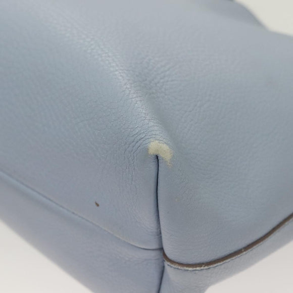 Salvatore Ferragamo Gancini Hand Bag Leather Light Blue Gold Auth 128234