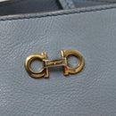 Salvatore Ferragamo Gancini Hand Bag Leather Light Blue Gold Auth 128234-14