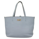 Salvatore Ferragamo Gancini Hand Bag Leather Light Blue Gold Auth 128234-2