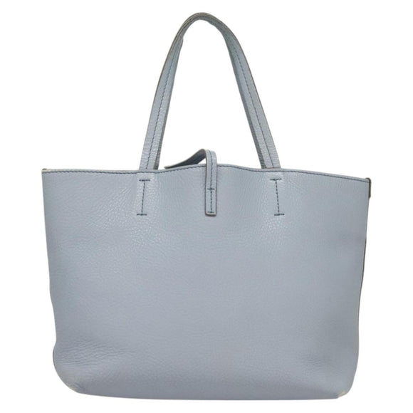 Salvatore Ferragamo Gancini Hand Bag Leather Light Blue Gold Auth 128234