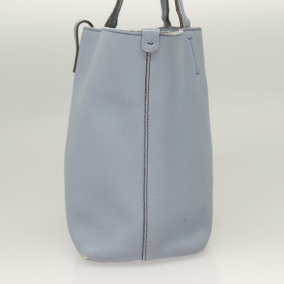 Salvatore Ferragamo Gancini Hand Bag Leather Light Blue Gold Auth 128234