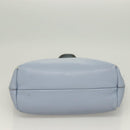 Salvatore Ferragamo Gancini Hand Bag Leather Light Blue Gold Auth 128234-9