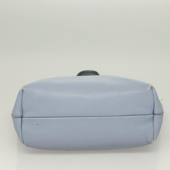 Salvatore Ferragamo Gancini Hand Bag Leather Light Blue Gold Auth 128234