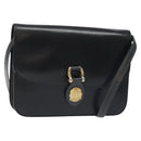 CELINE Shoulder Bag Leather Black Gold Auth 128236-1