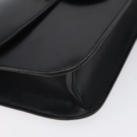 CELINE Shoulder Bag Leather Black Gold Auth 128236