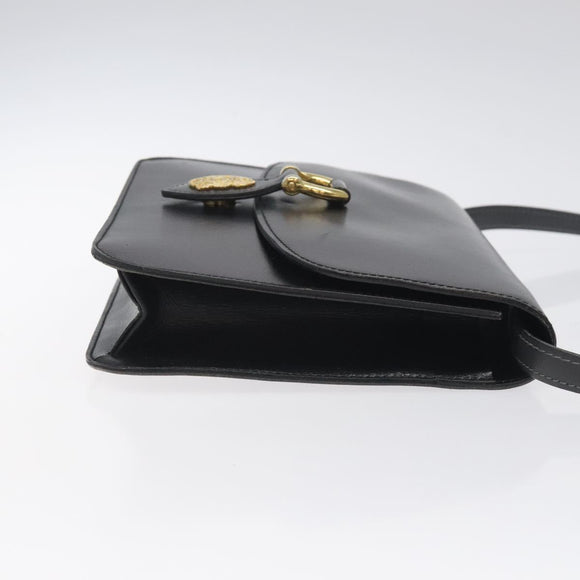 CELINE Shoulder Bag Leather Black Gold Auth 128236