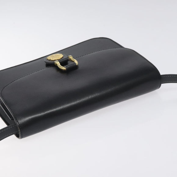 CELINE Shoulder Bag Leather Black Gold Auth 128236