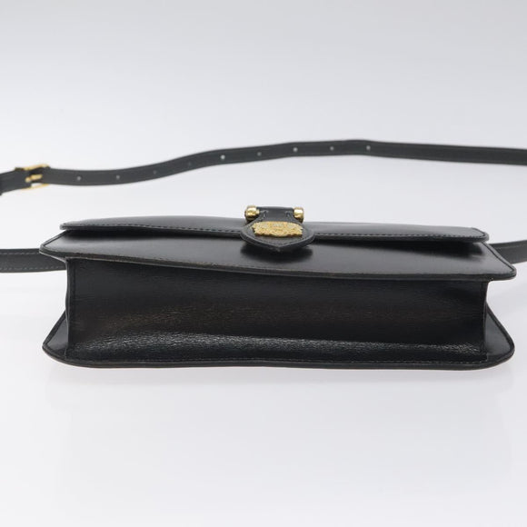 CELINE Shoulder Bag Leather Black Gold Auth 128236