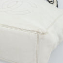 CHANEL Chain Tote Bag Lamb Skin White CC Auth 128237-9