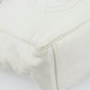 CHANEL Chain Tote Bag Lamb Skin White CC Auth 128237-14