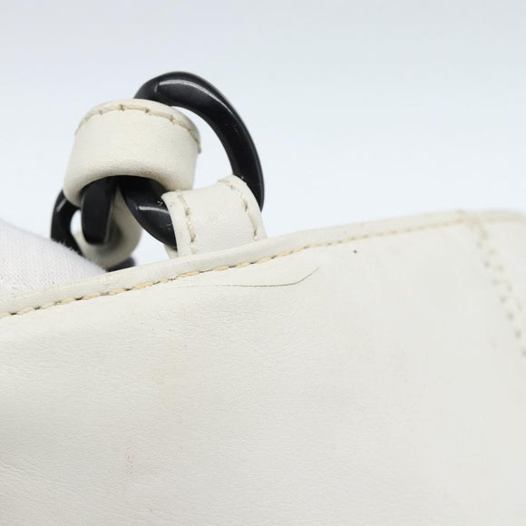 CHANEL Chain Tote Bag Lamb Skin White CC Auth 128237