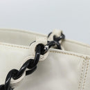 CHANEL Chain Tote Bag Lamb Skin White CC Auth 128237-10