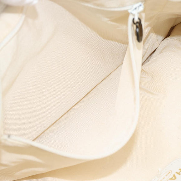 CHANEL Chain Tote Bag Lamb Skin White CC Auth 128237