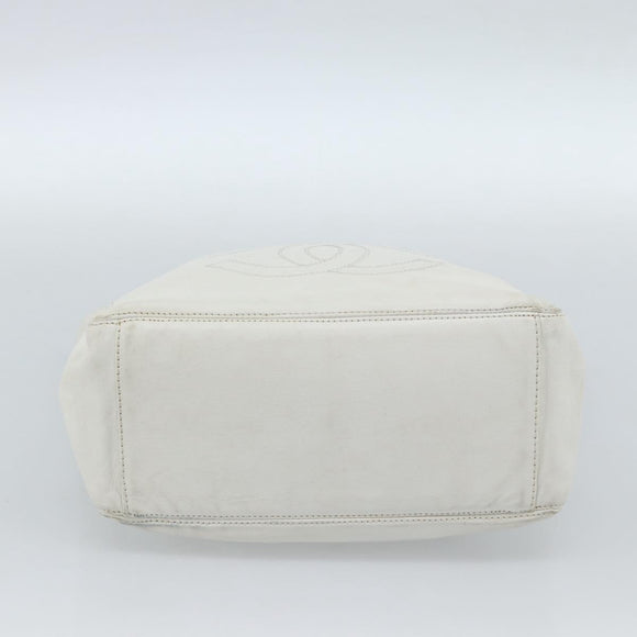 CHANEL Chain Tote Bag Lamb Skin White CC Auth 128237