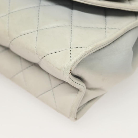 CHANEL Matelasse Shoulder Bag Lamb Skin Ivory Gold CC Auth 128238