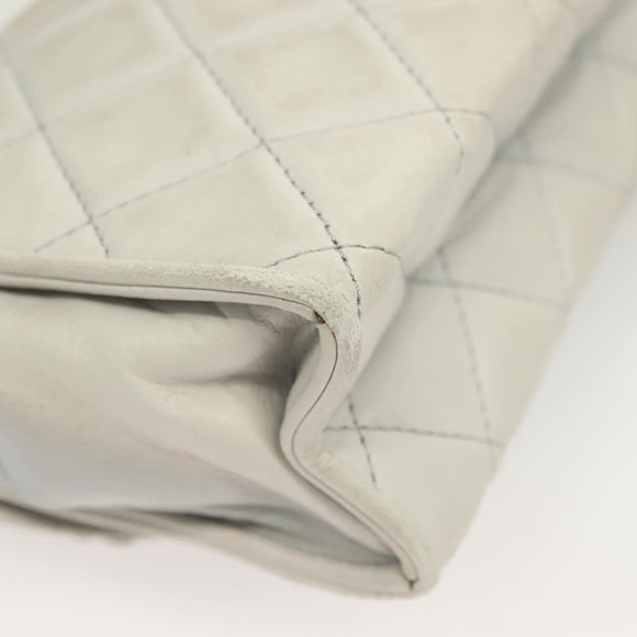 CHANEL Matelasse Shoulder Bag Lamb Skin Ivory Gold CC Auth 128238