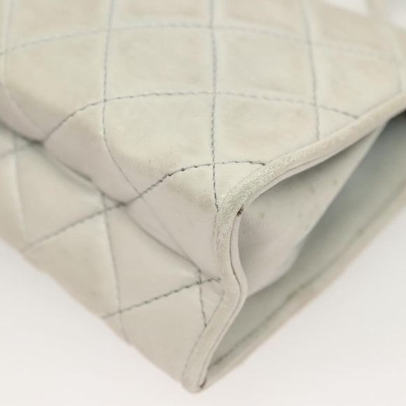 CHANEL Matelasse Shoulder Bag Lamb Skin Ivory Gold CC Auth 128238