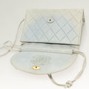 CHANEL Matelasse Shoulder Bag Lamb Skin Ivory Gold CC Auth 128238-9