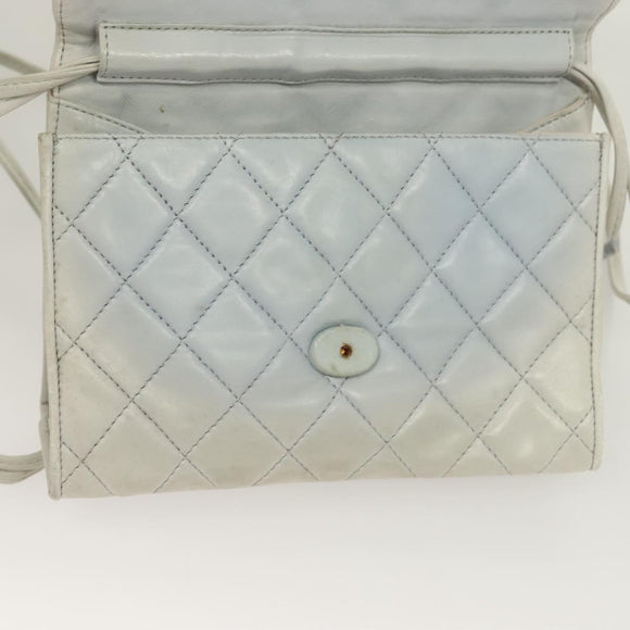 CHANEL Matelasse Shoulder Bag Lamb Skin Ivory Gold CC Auth 128238