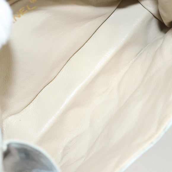 CHANEL Matelasse Shoulder Bag Lamb Skin Ivory Gold CC Auth 128238