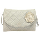 CHANEL Matelasse Shoulder Bag Lamb Skin Ivory Gold CC Auth 128238-13