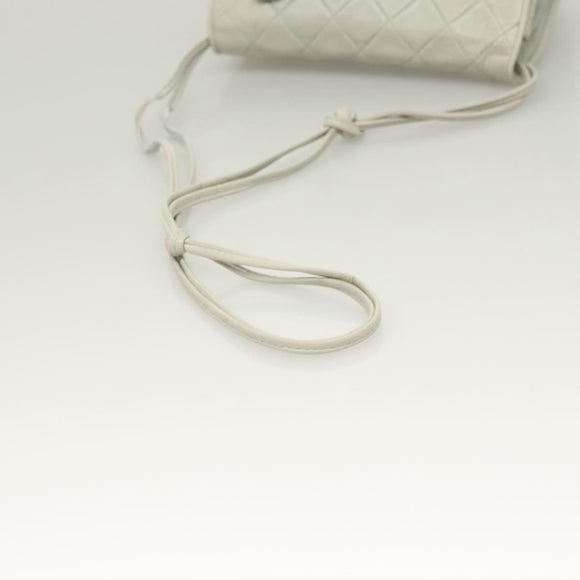 CHANEL Matelasse Shoulder Bag Lamb Skin Ivory Gold CC Auth 128238