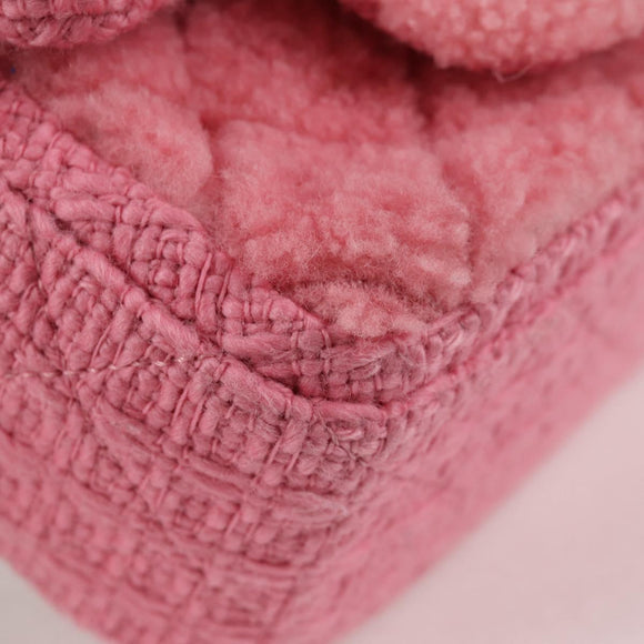 CHANEL Matelasse Chain Shoulder Bag Wool Pink Gold CC Auth 128240M