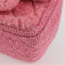 CHANEL Matelasse Chain Shoulder Bag Wool Pink Gold CC Auth 128240SM-16