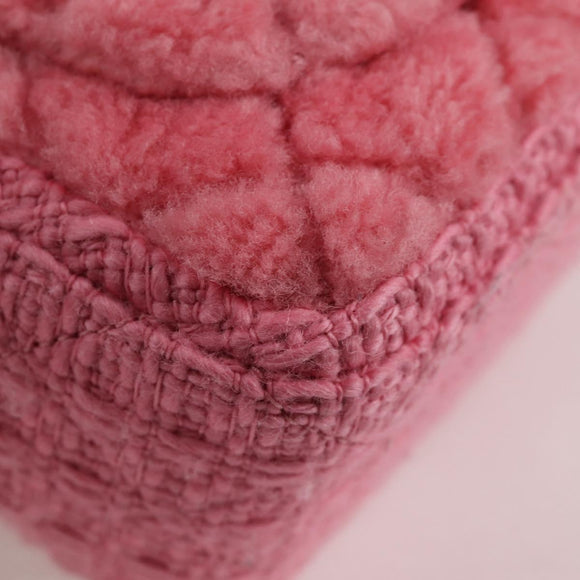 CHANEL Matelasse Chain Shoulder Bag Wool Pink Gold CC Auth 128240M