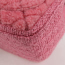 CHANEL Matelasse Chain Shoulder Bag Wool Pink Gold CC Auth 128240SM-18