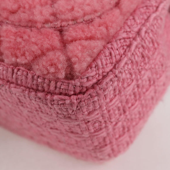 CHANEL Matelasse Chain Shoulder Bag Wool Pink Gold CC Auth 128240M