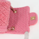 CHANEL Matelasse Chain Shoulder Bag Wool Pink Gold CC Auth 128240M-8