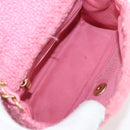 CHANEL Matelasse Chain Shoulder Bag Wool Pink Gold CC Auth 128240SM-9