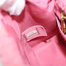 CHANEL Matelasse Chain Shoulder Bag Wool Pink Gold CC Auth 128240M-10