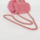 CHANEL Matelasse Chain Shoulder Bag Wool Pink Gold CC Auth 128240M-7