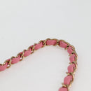 CHANEL Matelasse Chain Shoulder Bag Wool Pink Gold CC Auth 128240SM-14