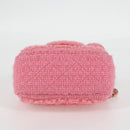 CHANEL Matelasse Chain Shoulder Bag Wool Pink Gold CC Auth 128240SM-5