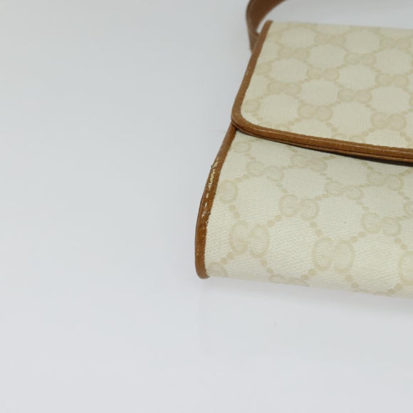 GUCCI GG Supreme Shoulder Bag PVC White Gold 904 02 050 Auth 128242