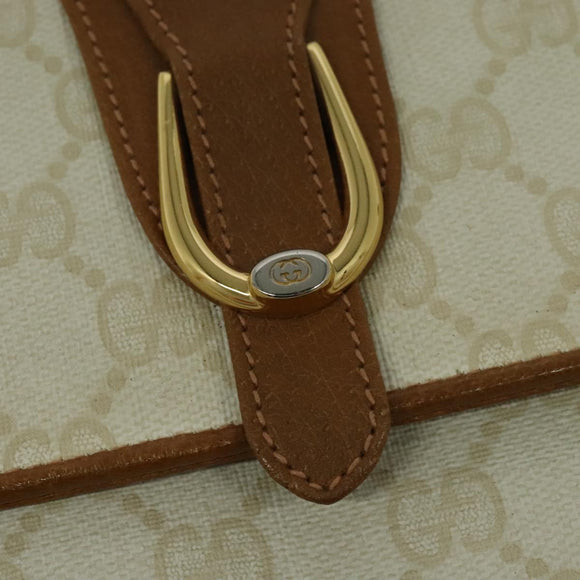 GUCCI GG Supreme Shoulder Bag PVC White Gold 904 02 050 Auth 128242